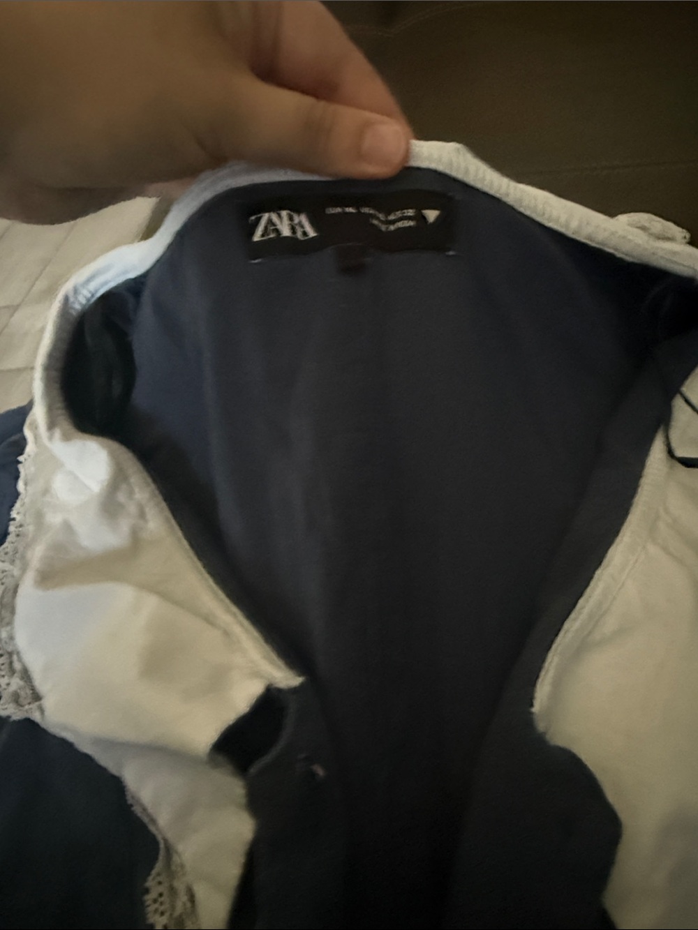 Zara Navy Dress with White Collar Detail - Picture 2 of 2